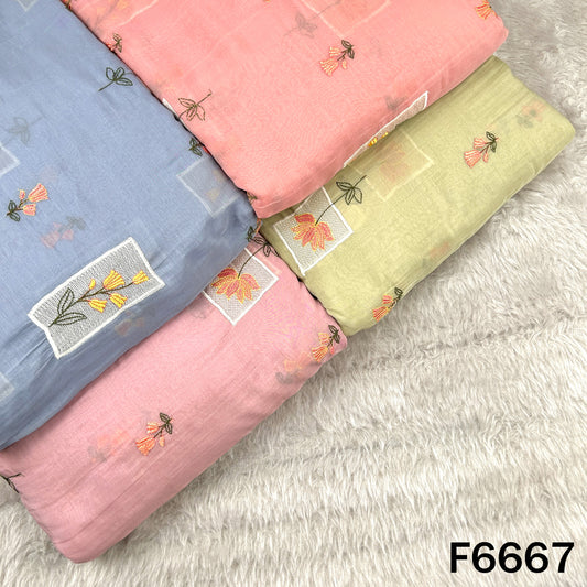 Thread Embroidered Mul Chanderi Fabric - F6667