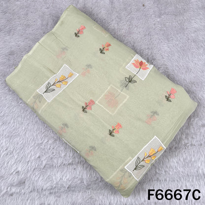 Thread Embroidered Mul Chanderi Fabric - F6667