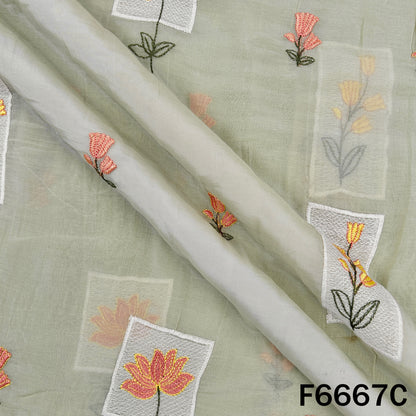 Thread Embroidered Mul Chanderi Fabric - F6667