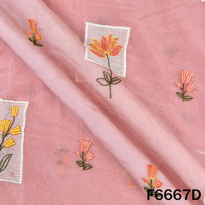Thread Embroidered Mul Chanderi Fabric - F6667