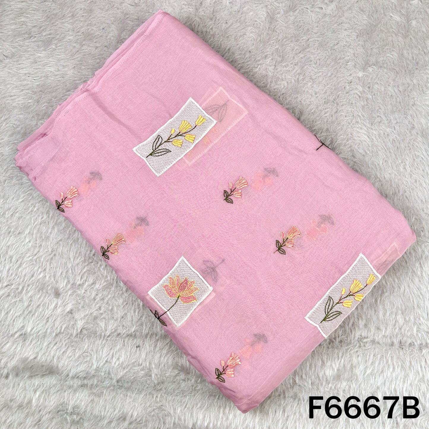 Thread Embroidered Mul Chanderi Fabric - F6667