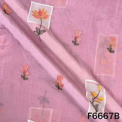 Thread Embroidered Mul Chanderi Fabric - F6667