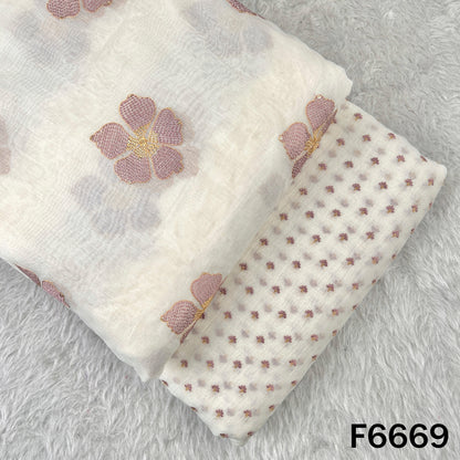 Thread Sequins Embroidered Mul Chanderi Fabric - F6669