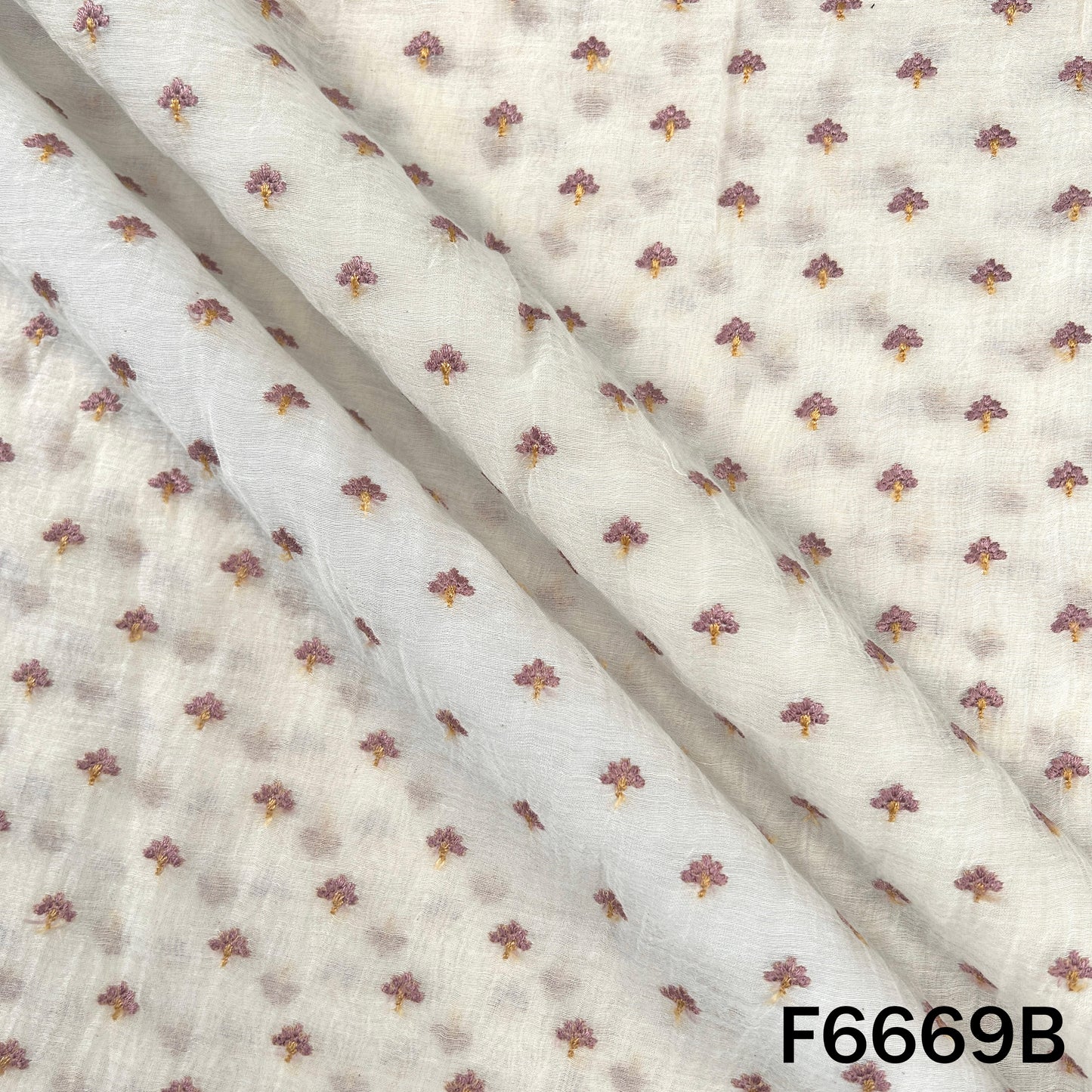 Thread Sequins Embroidered Mul Chanderi Fabric - F6669