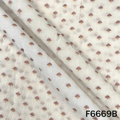 Thread Sequins Embroidered Mul Chanderi Fabric - F6669