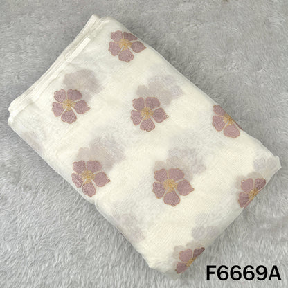 Thread Sequins Embroidered Mul Chanderi Fabric - F6669