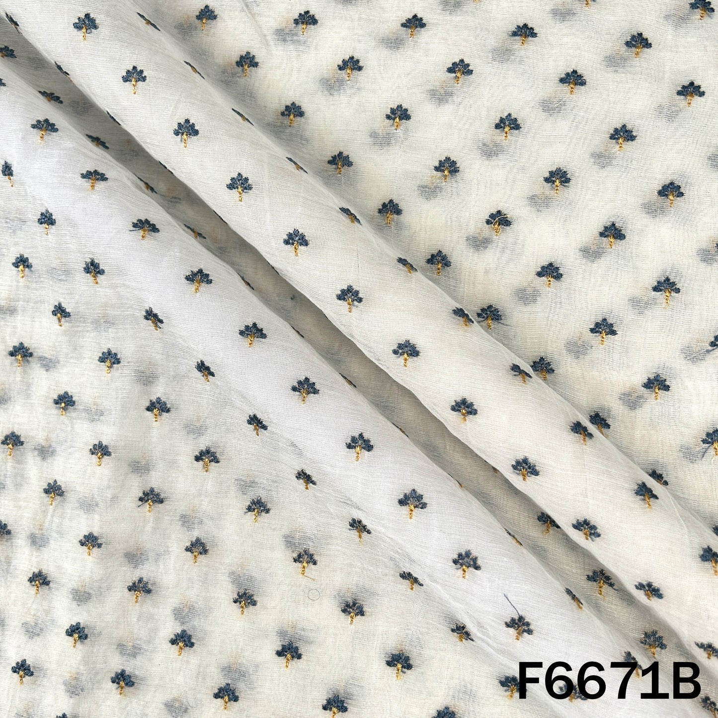 Thread Sequins Embroidered Mul Chanderi Fabric - F6671