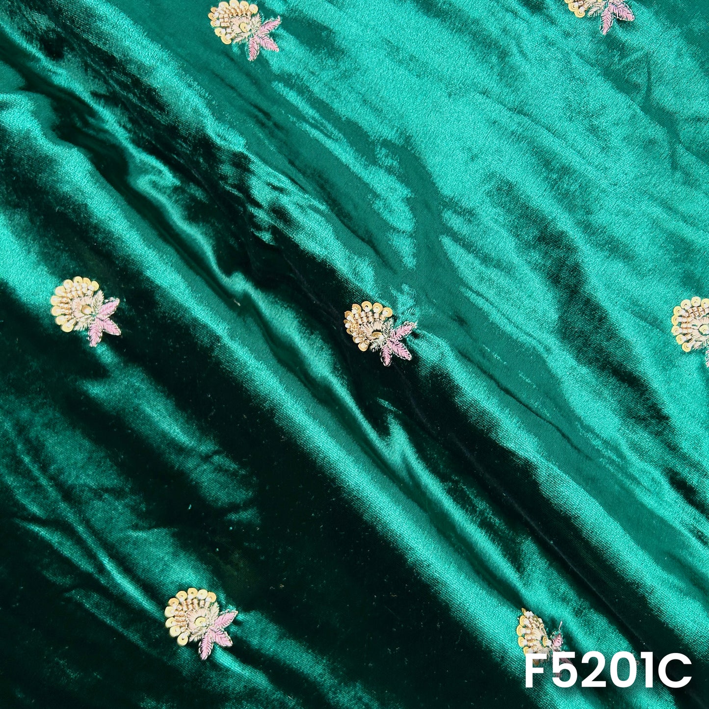 Cut Dana Thread Sequins Work Velvet Fabric-F5201