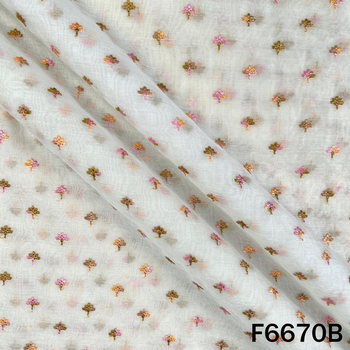 Thread Sequins Embroidered Mul Chanderi Fabric - F6670