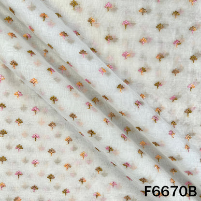Thread Sequins Embroidered Mul Chanderi Fabric - F6670
