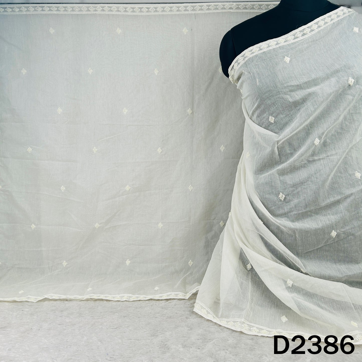 Dyeable Cut Dana Thread Sequins Embroidered Chanderi Dupatta - D2386