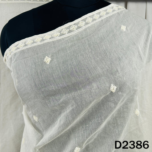 Dyeable Cut Dana Thread Sequins Embroidered Chanderi Dupatta - D2386