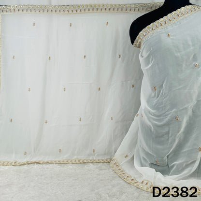 Dyeable Cut Dana Zari Sequins Embroidered Organza Dupatta - D2382