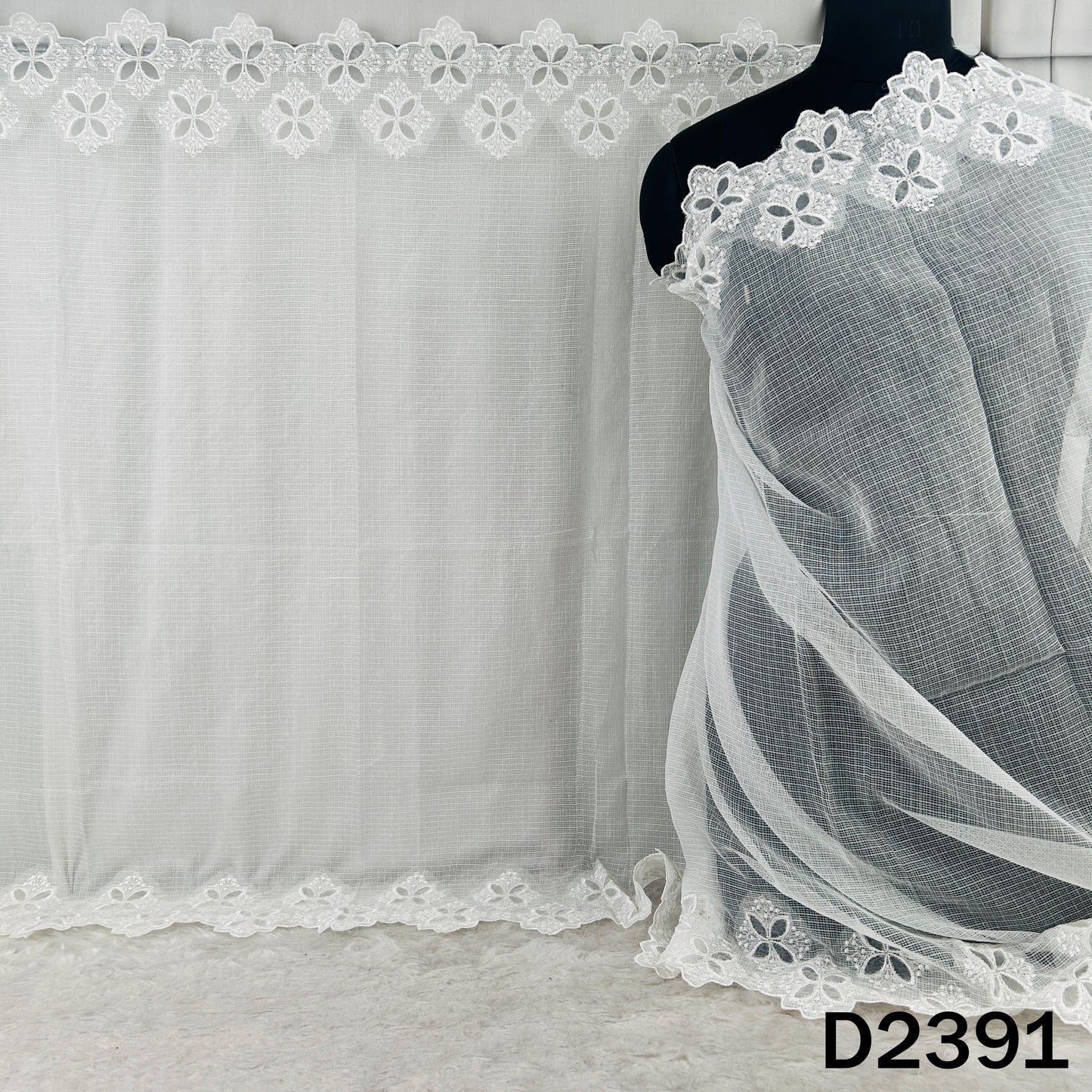 Dyeable Thread Work Kota Cotton Dupatta - D2391