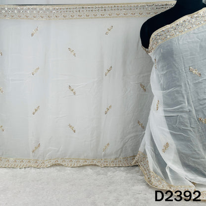 Dyeable Cut Dana Zari Sequins Embroidered Organza Dupatta - D2392