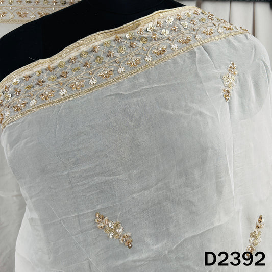 Dyeable Cut Dana Zari Sequins Embroidered Organza Dupatta - D2392