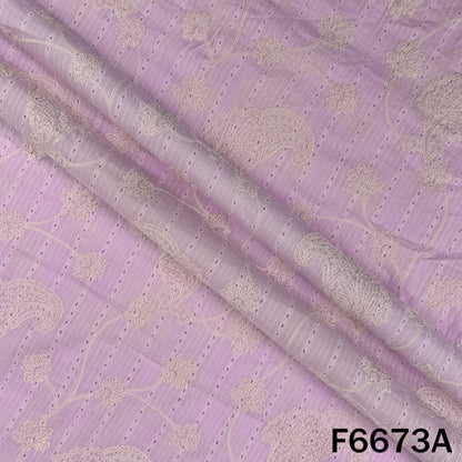 Self Jacqurad Thread Embroidered Cambric Cotton Fabric - F6673