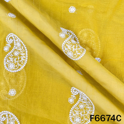 Thread Sequins Embroidered Mul Chanderi Fabric - F6674