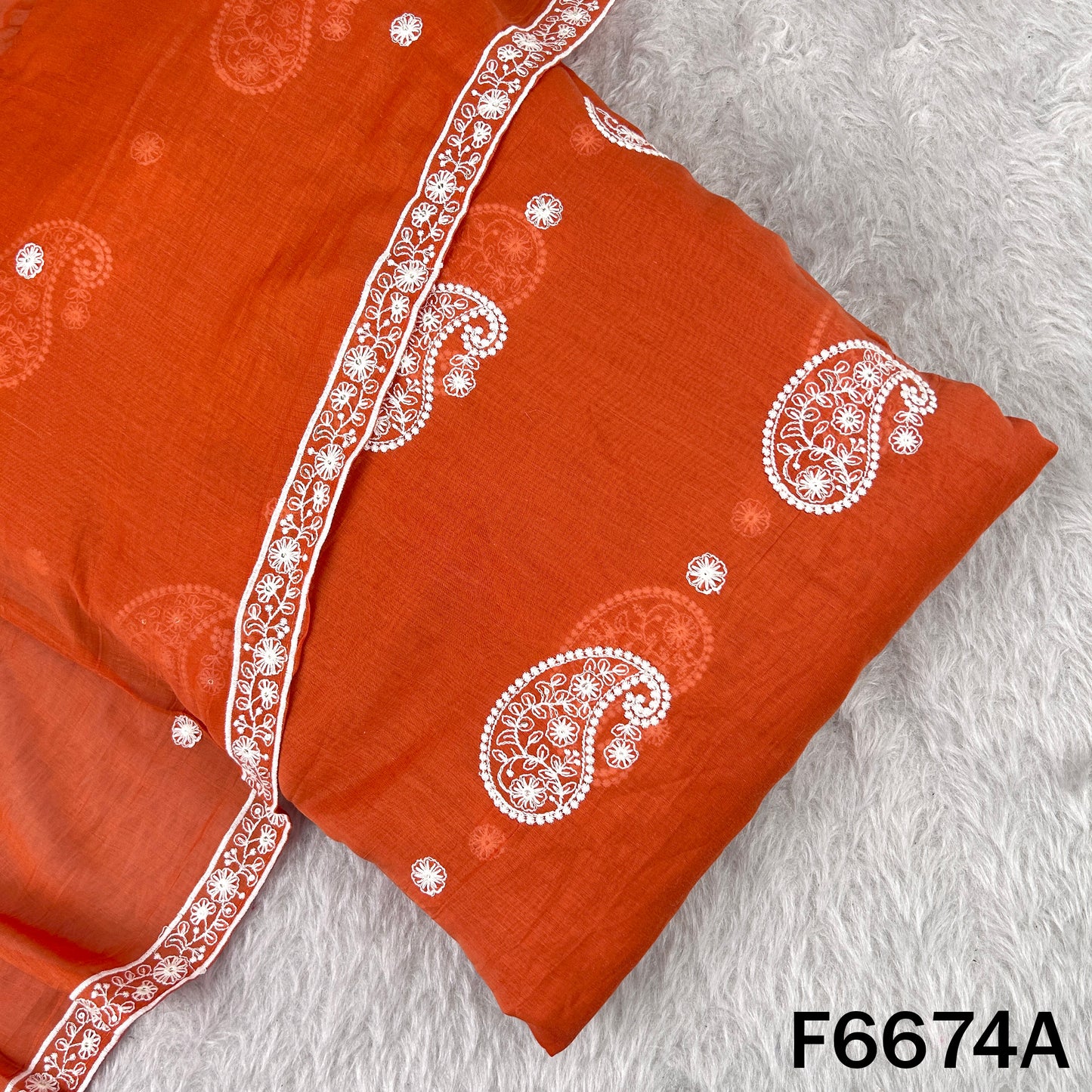 Thread Sequins Embroidered Mul Chanderi Fabric - F6674