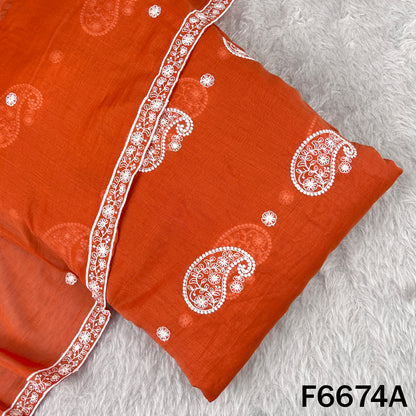 Thread Sequins Embroidered Mul Chanderi Fabric - F6674