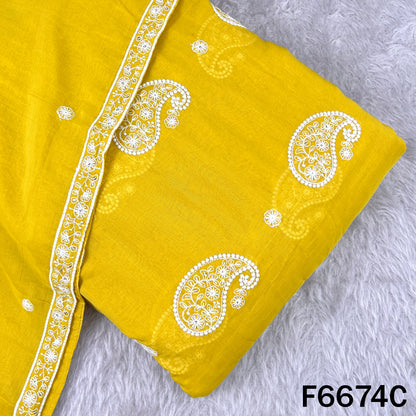 Thread Sequins Embroidered Mul Chanderi Fabric - F6674