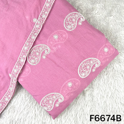 Thread Sequins Embroidered Mul Chanderi Fabric - F6674