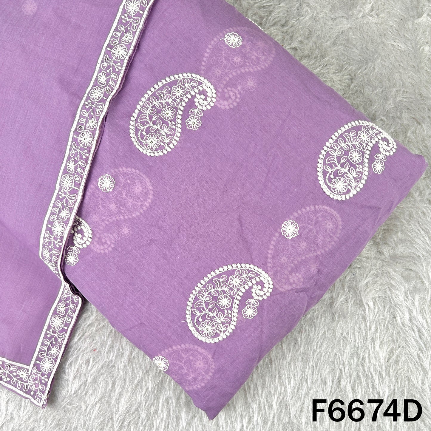 Thread Sequins Embroidered Mul Chanderi Fabric - F6674
