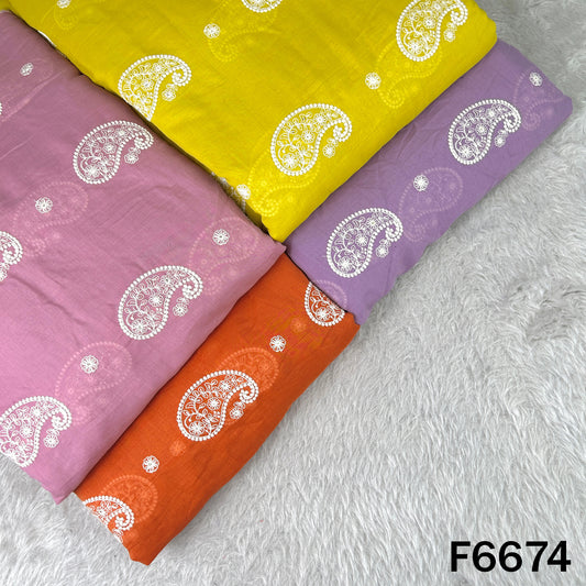 Thread Sequins Embroidered Mul Chanderi Fabric - F6674