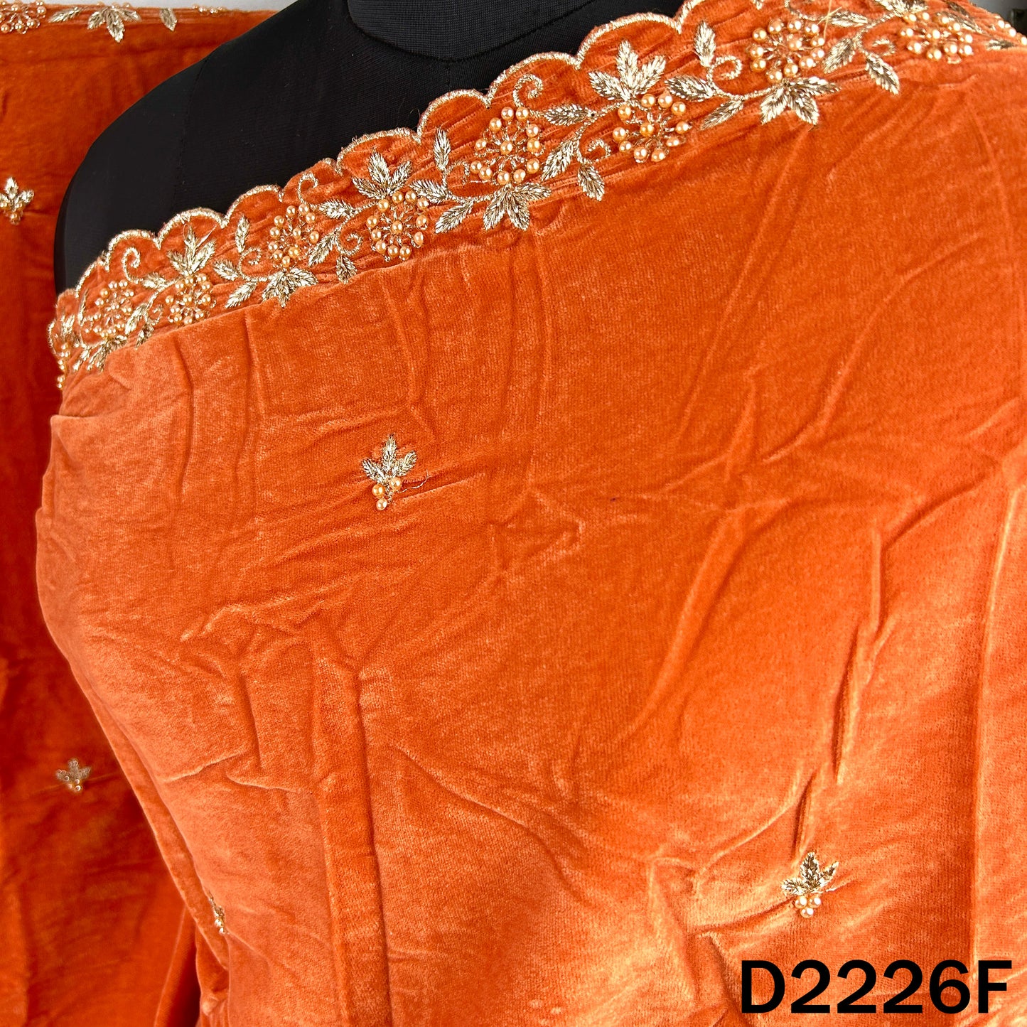 Zari Embroidered Stone Work Velvet Dupatta - D2226