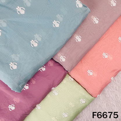 Thread Embroidered Lace Work Muslin Silk Fabric - F6675