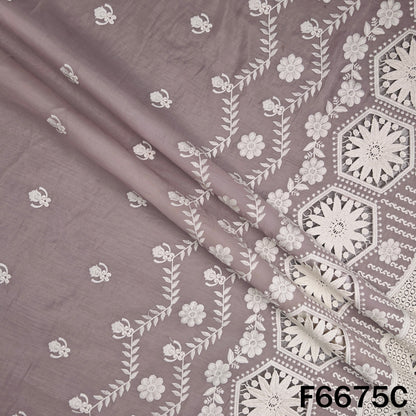 Thread Embroidered Lace Work Muslin Silk Fabric - F6675