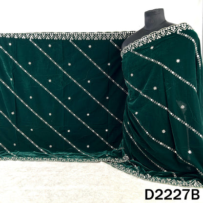 Zari Embroidered Mirror Work Velvet Dupatta - D2227