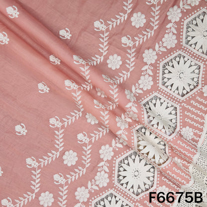 Thread Embroidered Lace Work Muslin Silk Fabric - F6675