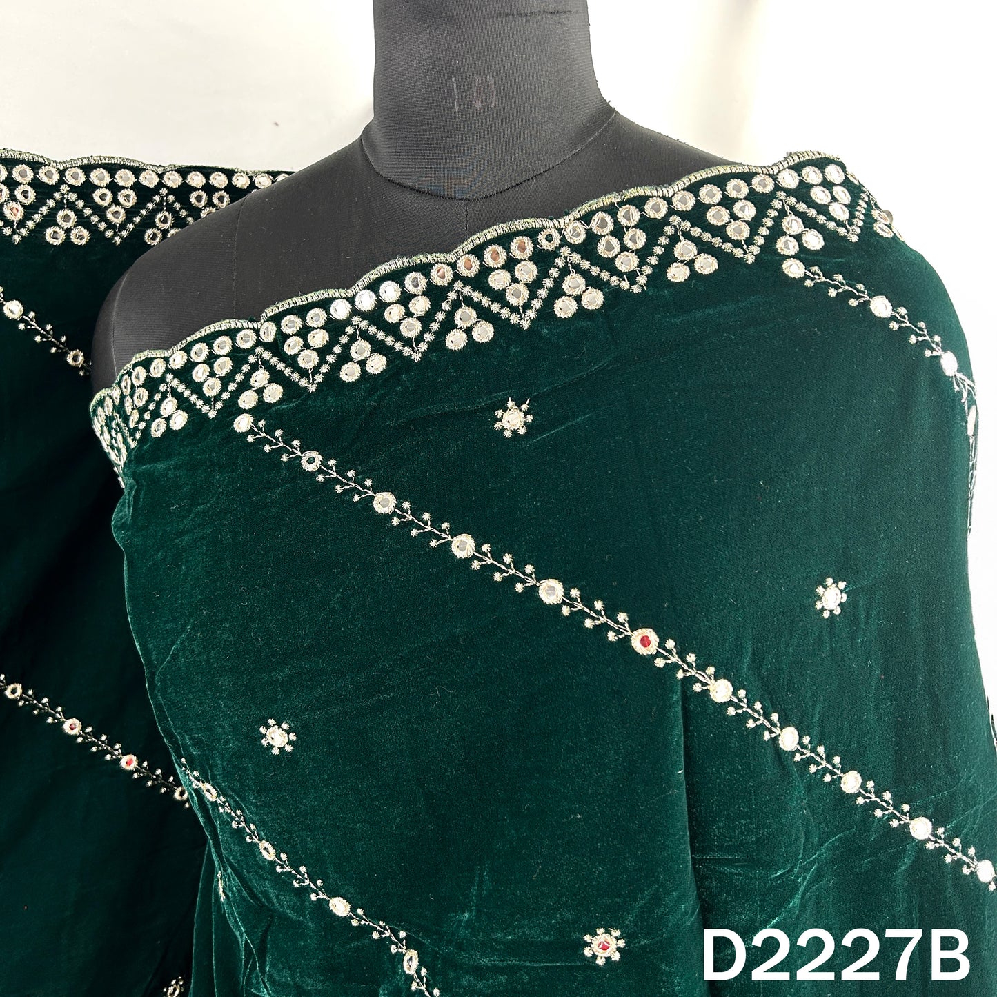 Zari Embroidered Mirror Work Velvet Dupatta - D2227
