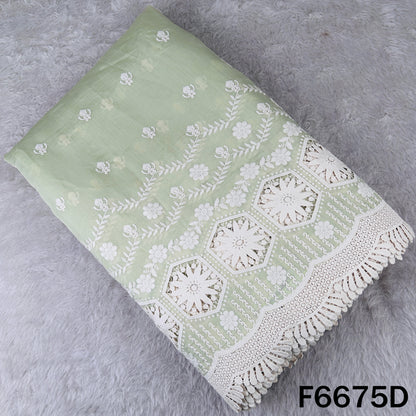 Thread Embroidered Lace Work Muslin Silk Fabric - F6675