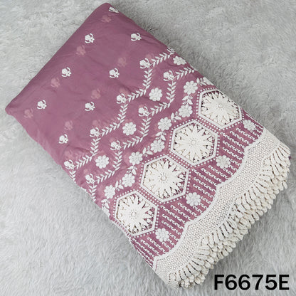 Thread Embroidered Lace Work Muslin Silk Fabric - F6675