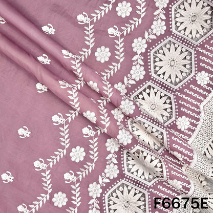 Thread Embroidered Lace Work Muslin Silk Fabric - F6675