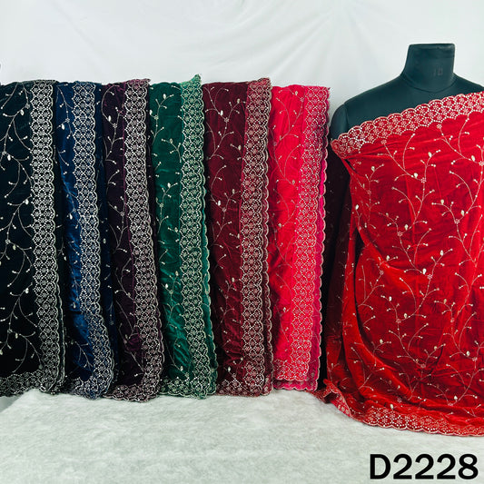 Zari Sequins Embroidered Velvet Dupatta - D2228