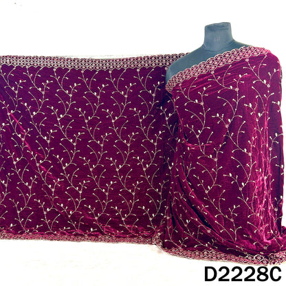 Zari Sequins Embroidered Velvet Dupatta - D2228