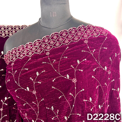 Zari Sequins Embroidered Velvet Dupatta - D2228