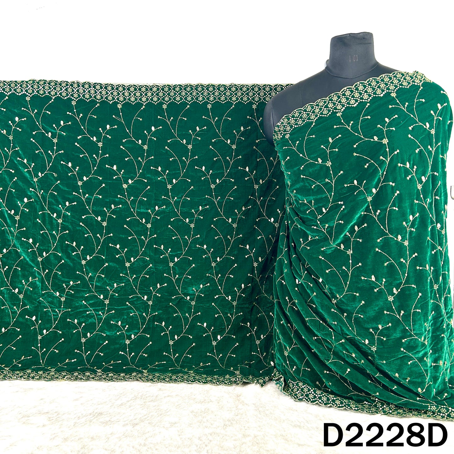 Zari Sequins Embroidered Velvet Dupatta - D2228