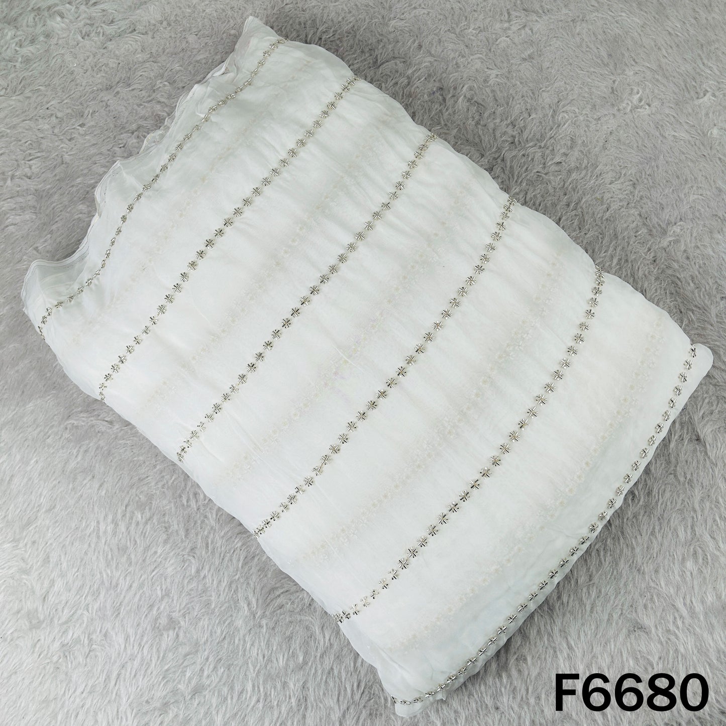 Dyeable Cut Dana Work Organza Fabric - F6680