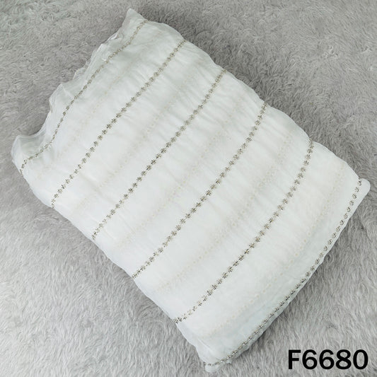 Dyeable Cut Dana Work Organza Fabric - F6680