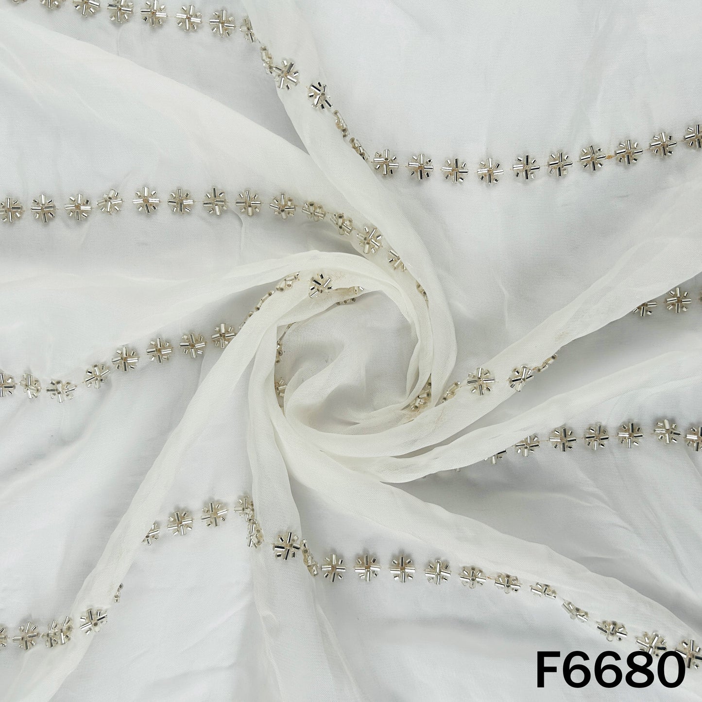 Dyeable Cut Dana Work Organza Fabric - F6680