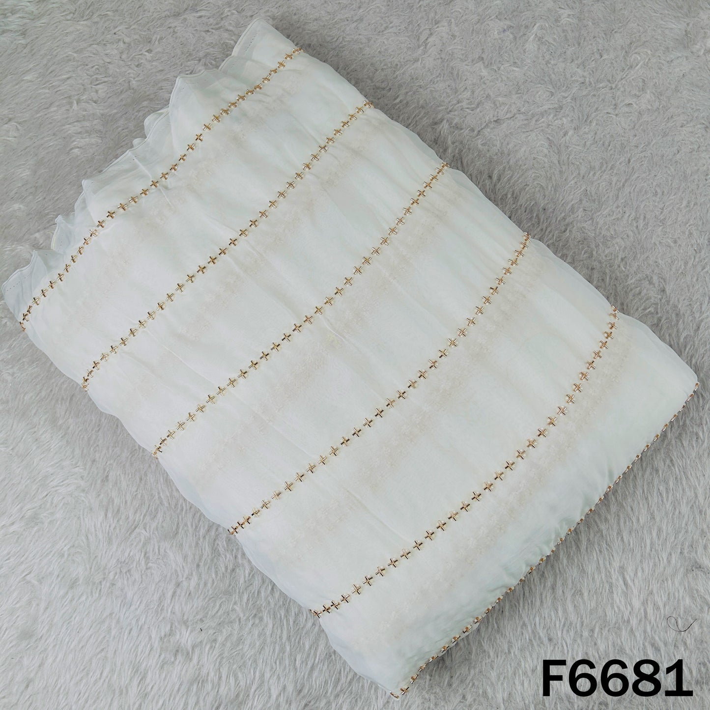 Dyeable Cut Dana Work Organza Fabric - F6681