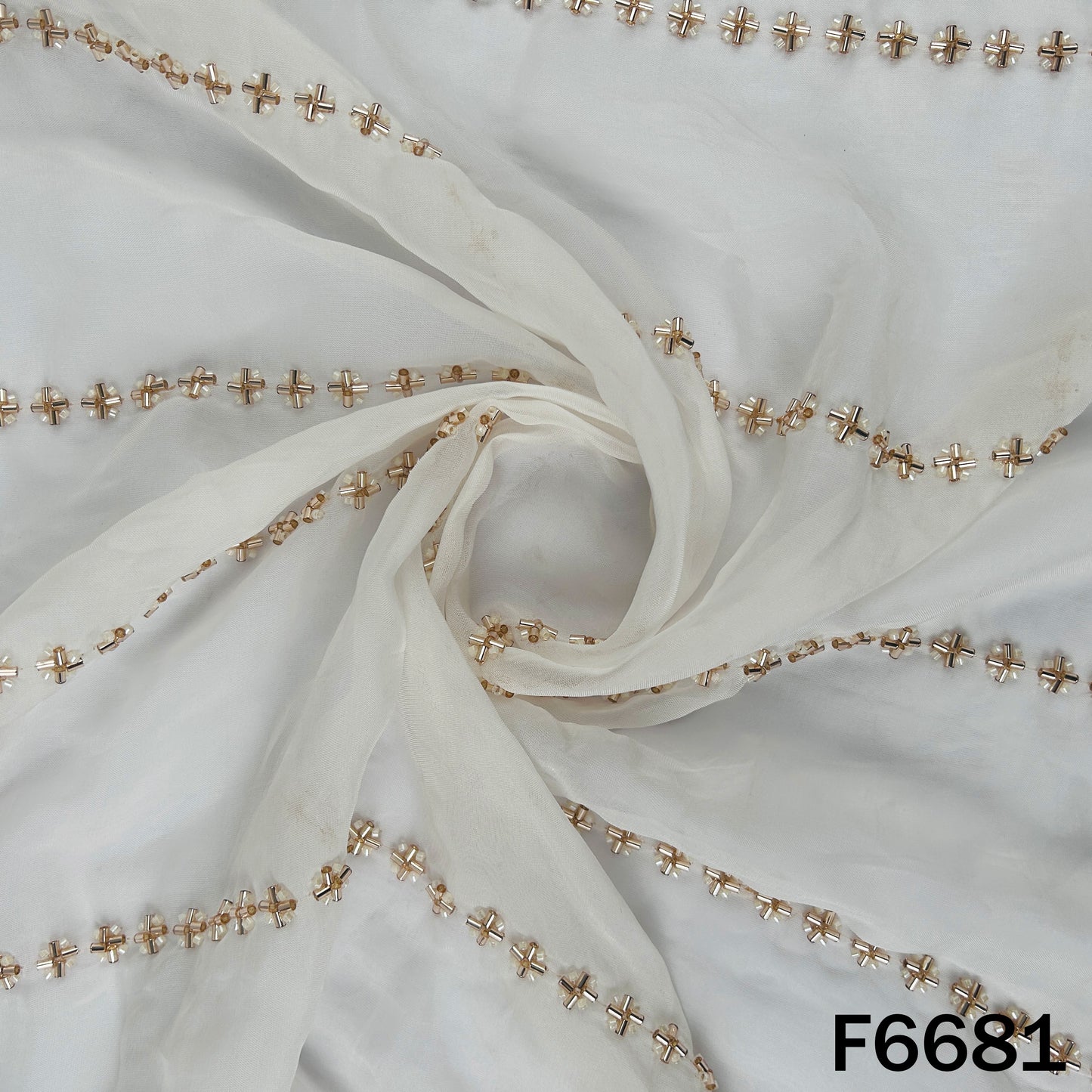 Dyeable Cut Dana Work Organza Fabric - F6681