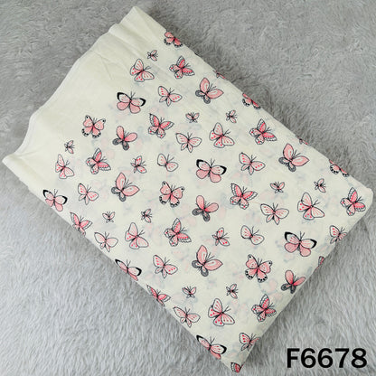 Thread Embroidered Sequins Work Cambric Cotton Fabric - F6678