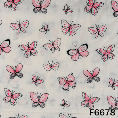 Thread Embroidered Sequins Work Cambric Cotton Fabric - F6678