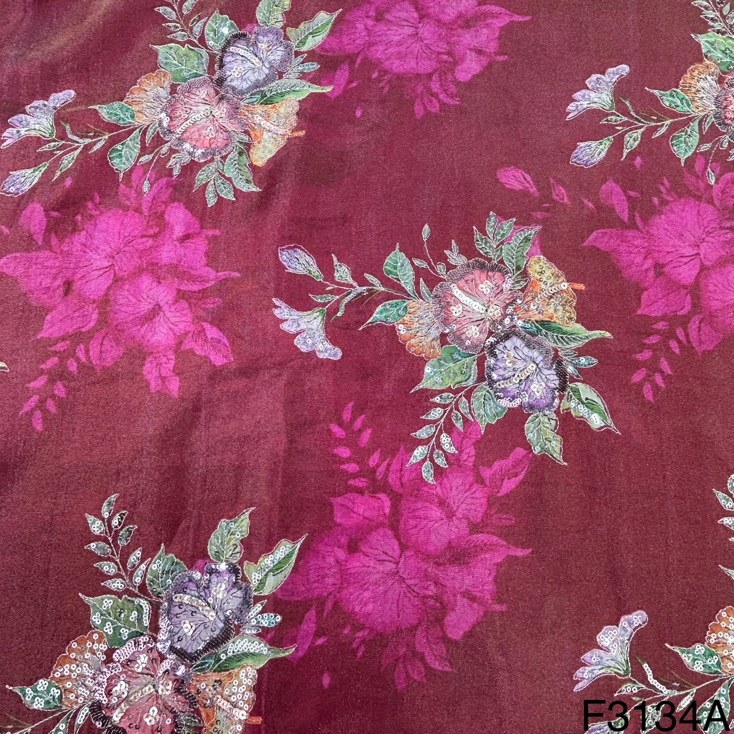 Embroidered Tissue Fabric-Fabric-F3134