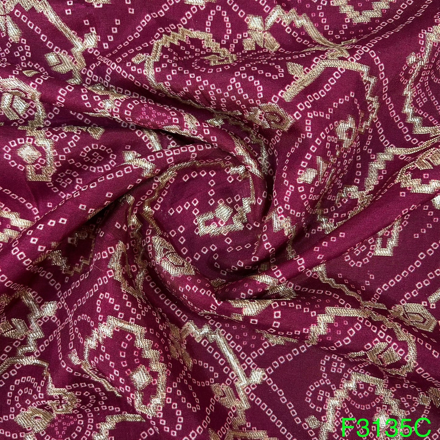 Bandhej Work Dola Silk Fabric-F3135